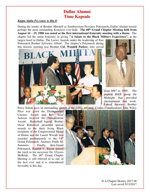 First-page preview of Kappa Alpha Psi Comes to Big D